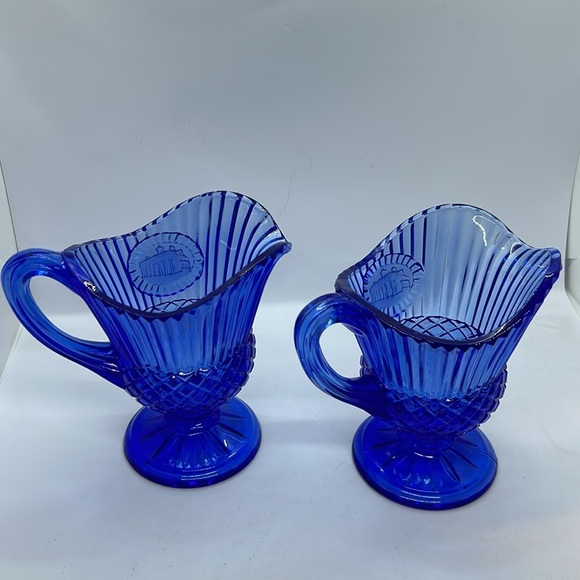 Avon Fostoria Blue Pitcher George Washington Mt. Vernon 1976 Vintage Beautiful - Picture 5 of 16
